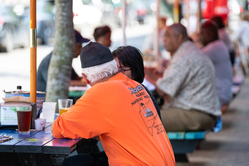 Veterans eating out.