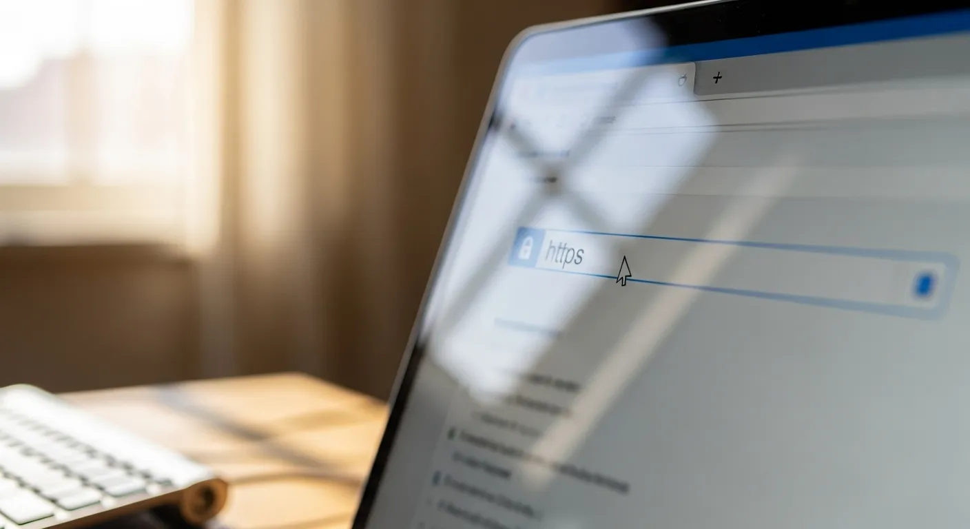 A close-up view of a computer browser's address bar, highlighting the padlock icon and 'https' that indicate a secure website.