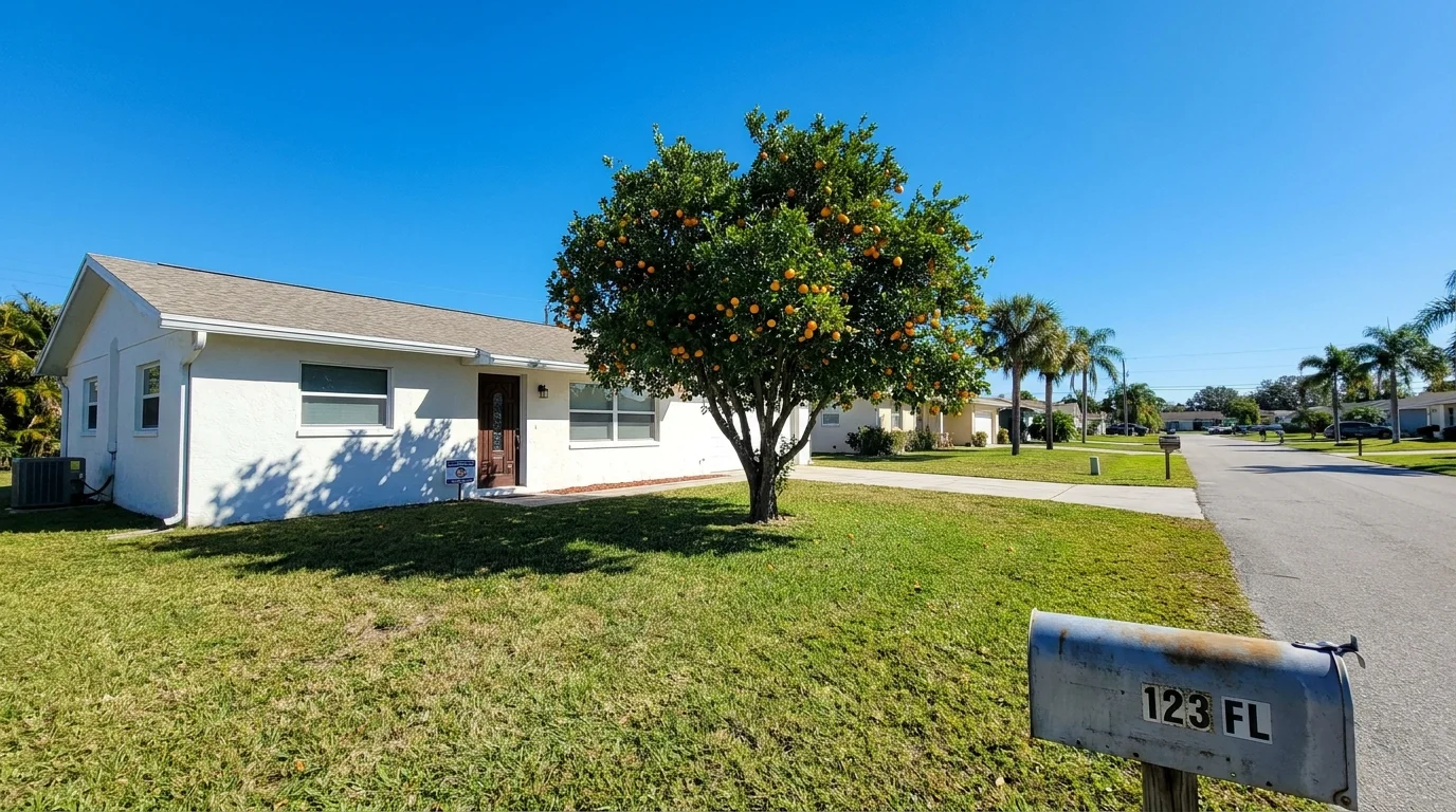 A sunny Florida suburban home, representing the property protected by Homestead Exemption laws.