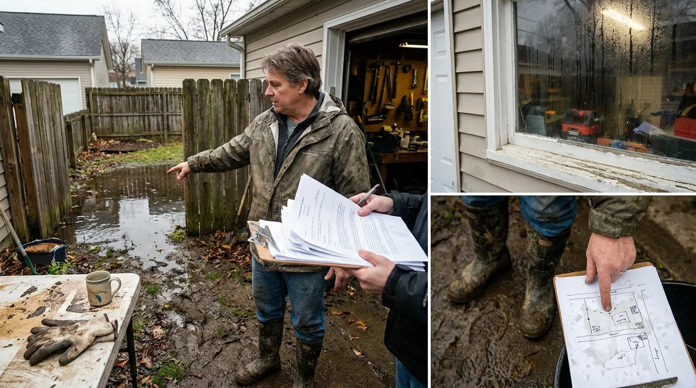 Editorial photograph illustrating: 4. Surface Water Runoff and Drainage Issues