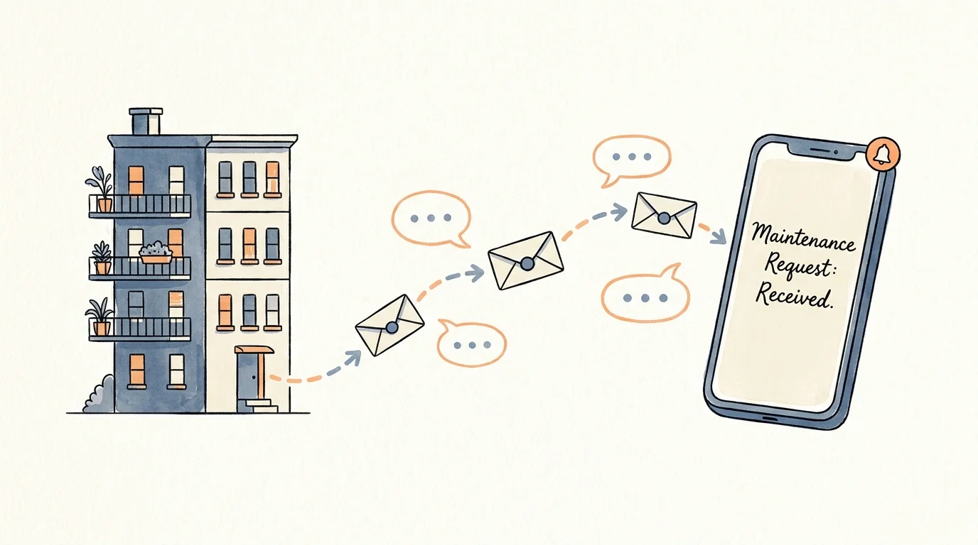 Illustration showing clear communication channels between a tenant and their apartment building.
